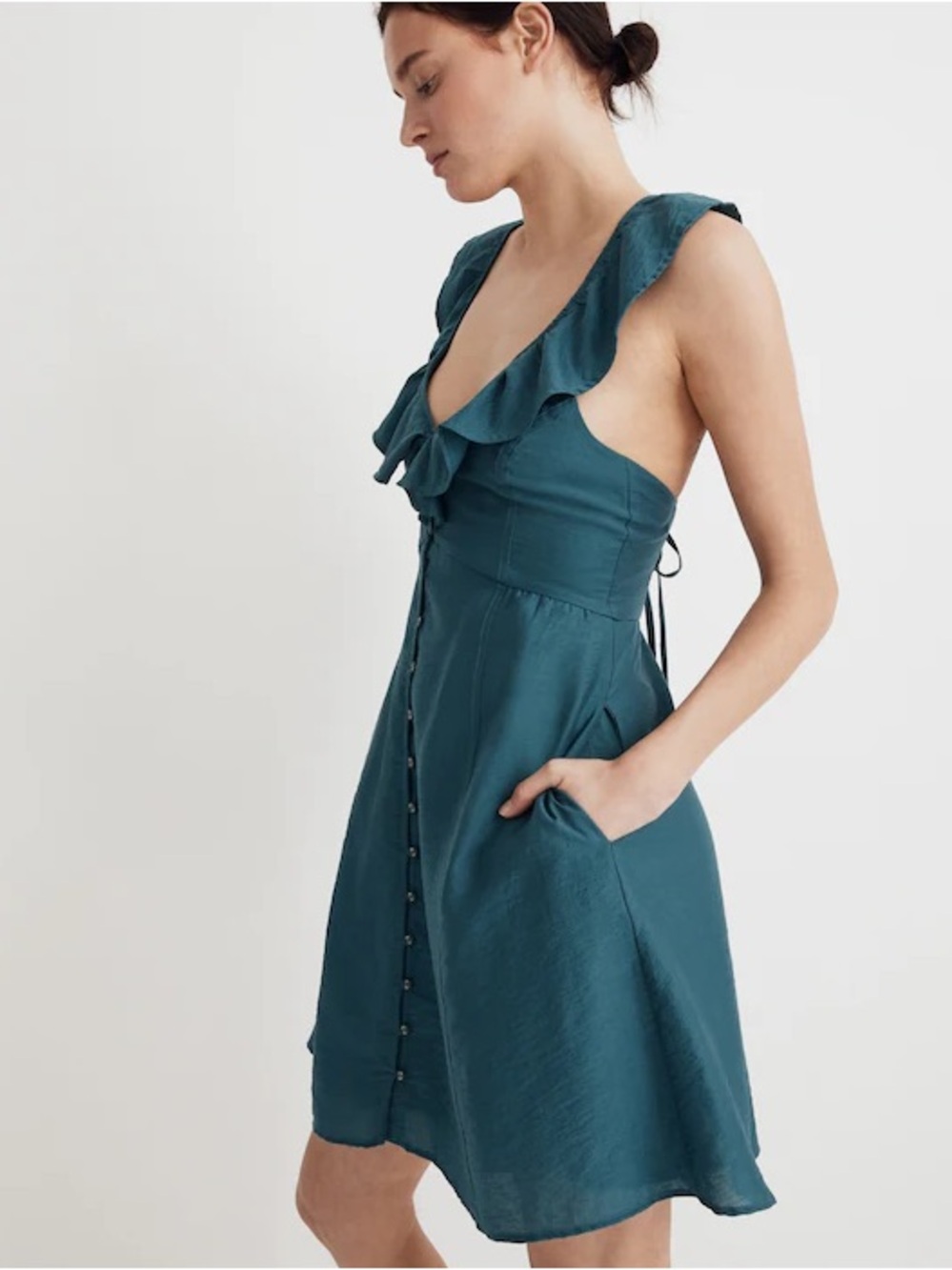 Madewell Ruffle Button-Front Mini Dress - Picture 2 of 8
